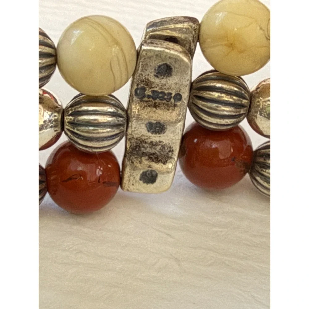 Carolyn Pollack Relios Sterling Multi Gemstone Desert Scene Beaded Cuff Bracelet